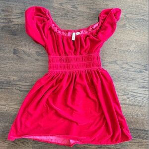 janie and jack velvet puff sleeve dress- holiday red- sz 10